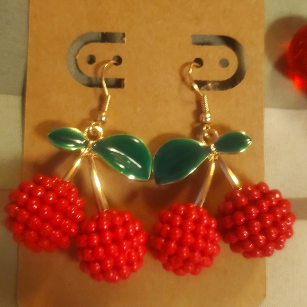 Vintage Style Earrings Cherry